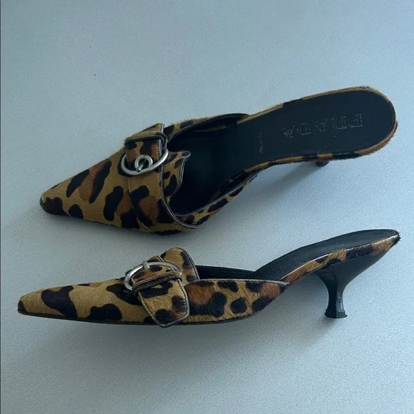 Prada Animal Print Buckle Mules - Picture 3 of 5